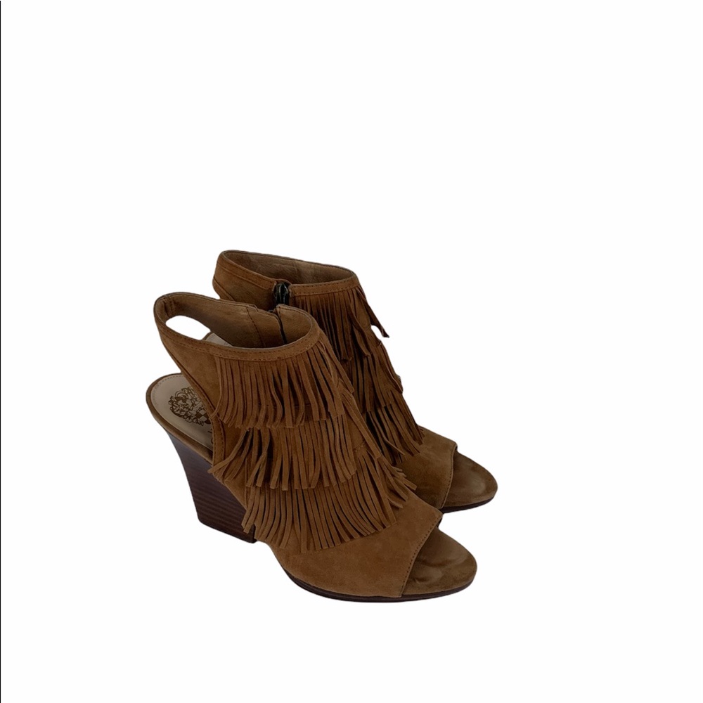 Vince Camuto Jadon Open Toe Fringe Block Heel 8.5 - image 3